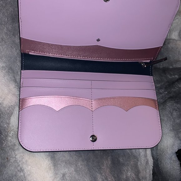 KATE SPADE NADINE LILAC METALLIC COLOR BLOCK MEDIUM CLUTCH CARD WALLET WLRU5589 - Picture 4 of 8